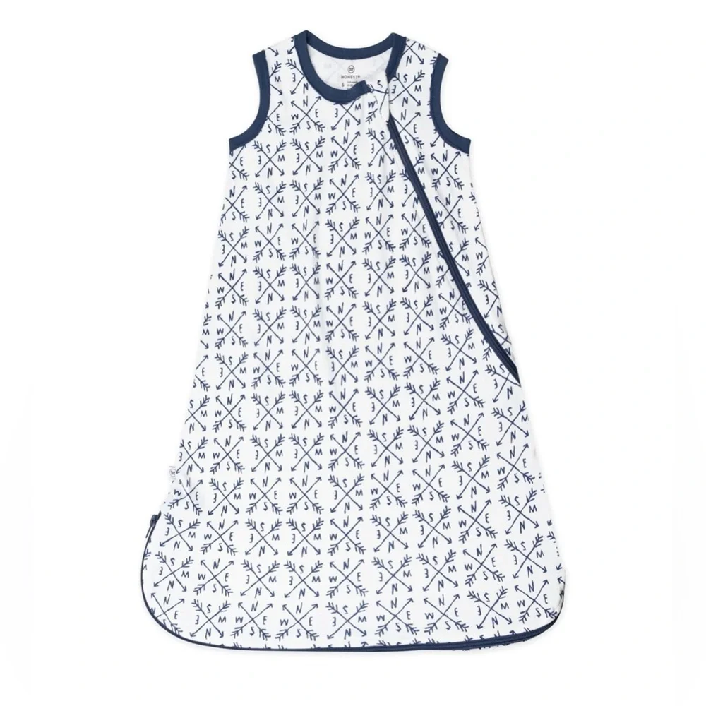HonestBaby Baby Organic Cotton Wearable Blanket, Compass, Medium